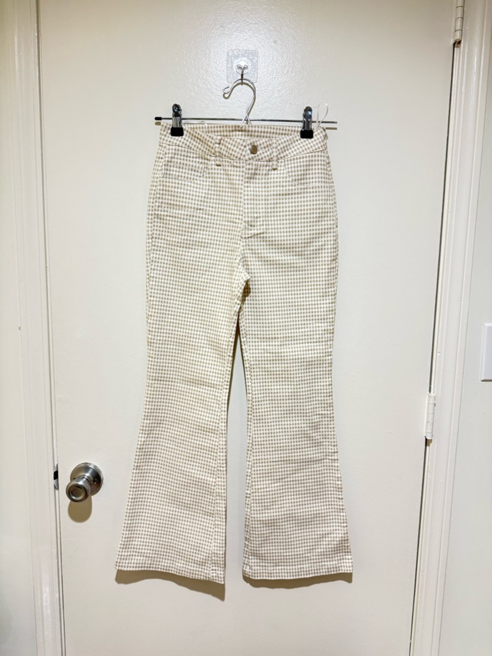 Hello Franki Kids Cream Check Flare Jeans Size YM (8/10)